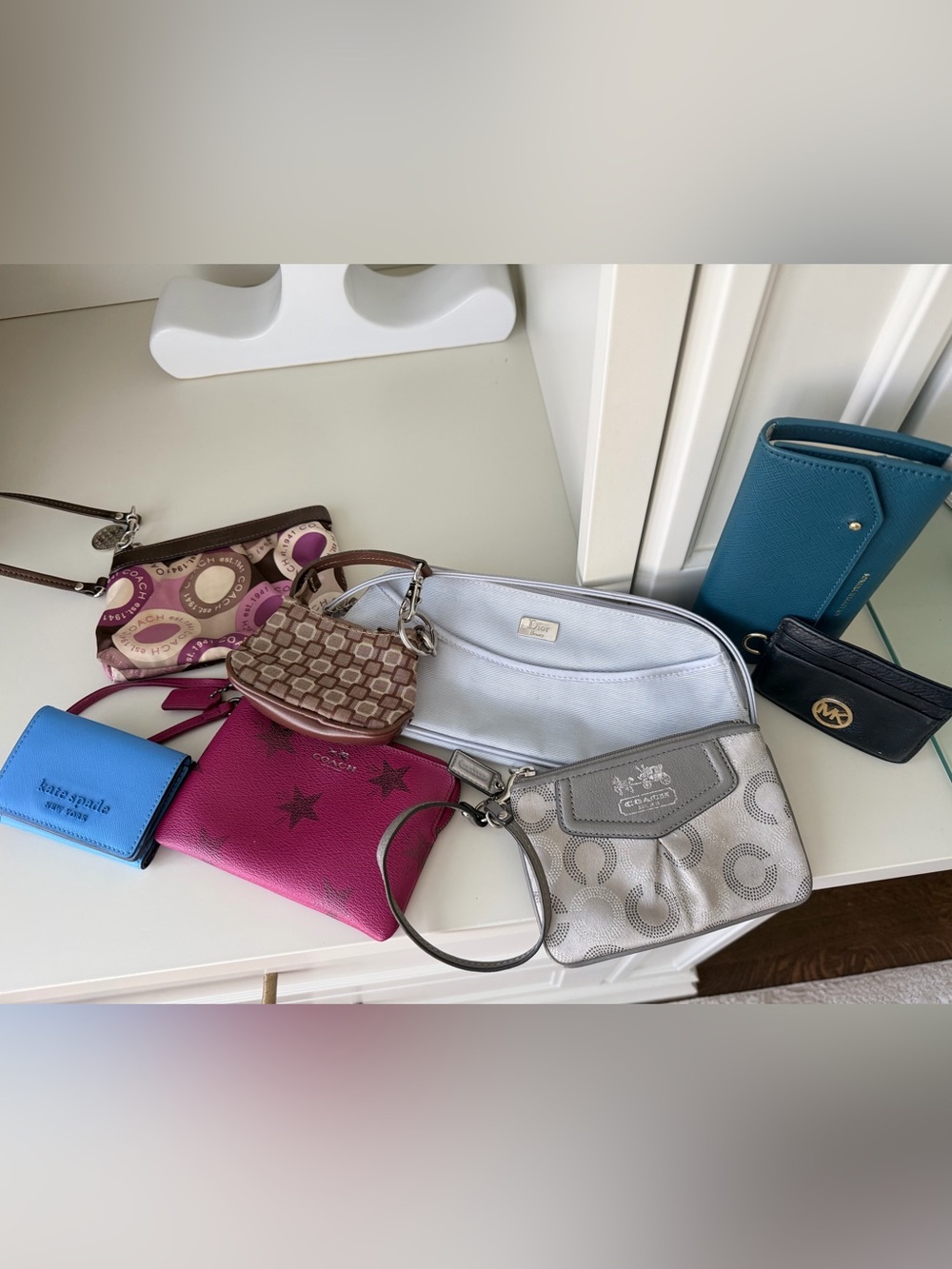 BAG LOT BUNDLE Coach Kate Spade Michael Kors Wristlets Wallets Pouches X 8 Piece